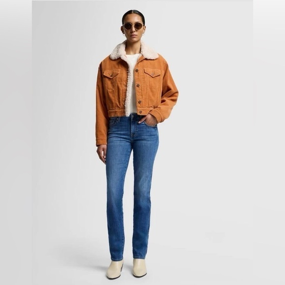 7 For All Mankind Denim - 7 For All Mankind Kimmie Straight Leg Mid Rise Jeans, Medium Blue Wash - Size 25